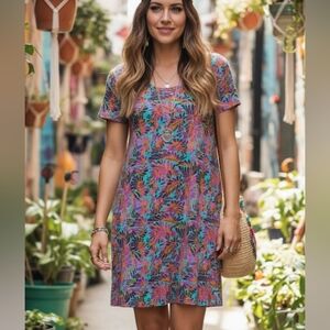 Peruvian Connection 100% Cotton T Shirt Dress Size L